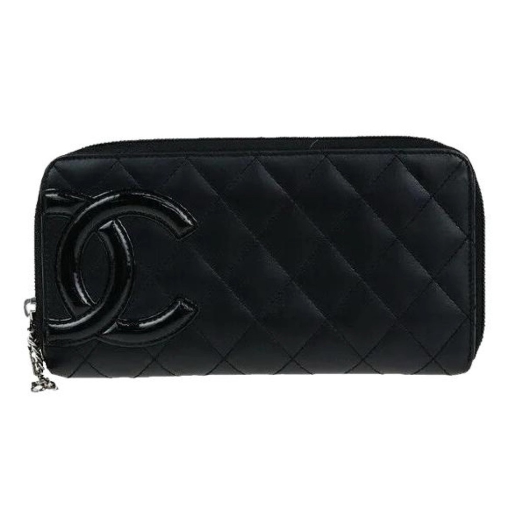 Auth New Chanel Cambon Y2K Zip Wallet +Box +Card Quilted Black Lambskin - Picture 3 of 14